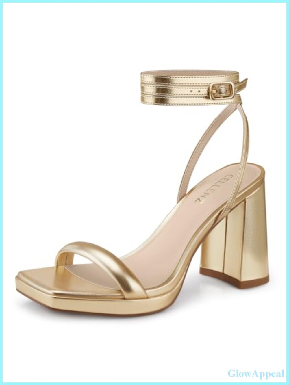 Women Chunky Platform Heeled Sandals Square Open Toe Ankle Strap Dress Shoes
